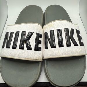 Nike White and Black Slide Sandals Men’s Size 10